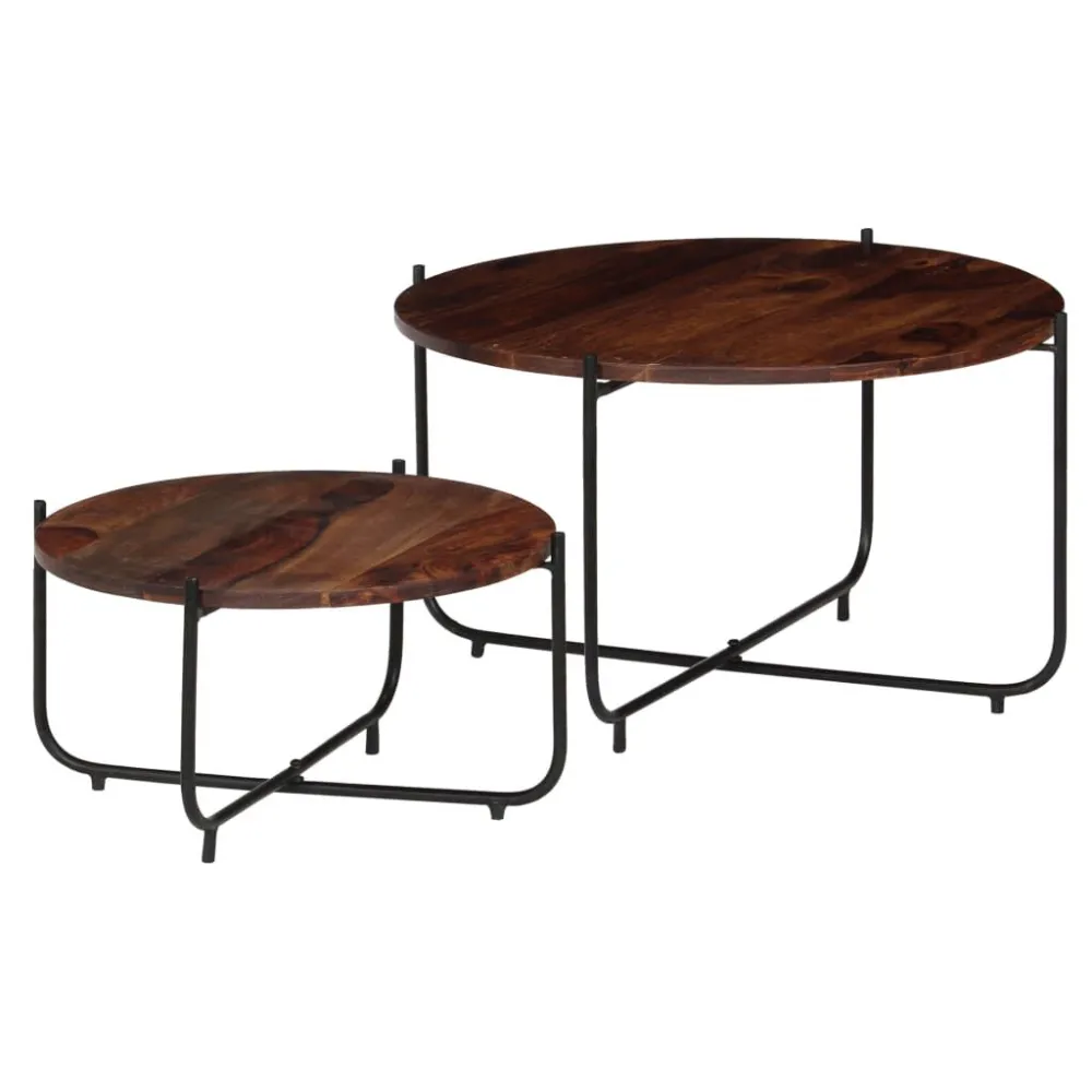 Mesa de Jardim Robusta Conj. mesas de centro 2 pcs madeira de sheesham maciç 60x35 cm
