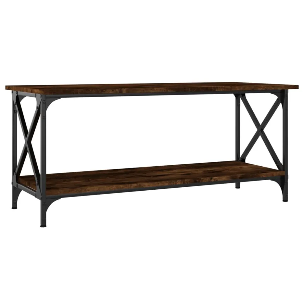 Mesa de Jardim Robusta Mesa de centro 100x45x45cm deriv. madeira/ferro carvalho fumado