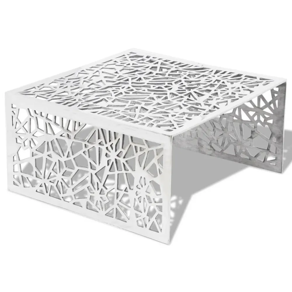 Mesa de Jardim Robusta Mesa de centro em alumínio, design aberto e geométrico prateado