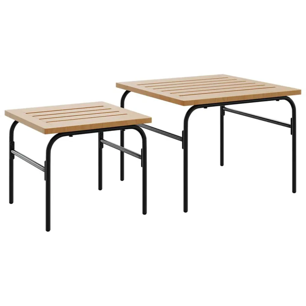 Mesa de Jardim Robusta Mesas de centro de encastrar para jardim 2 pcs ço preto/castanho