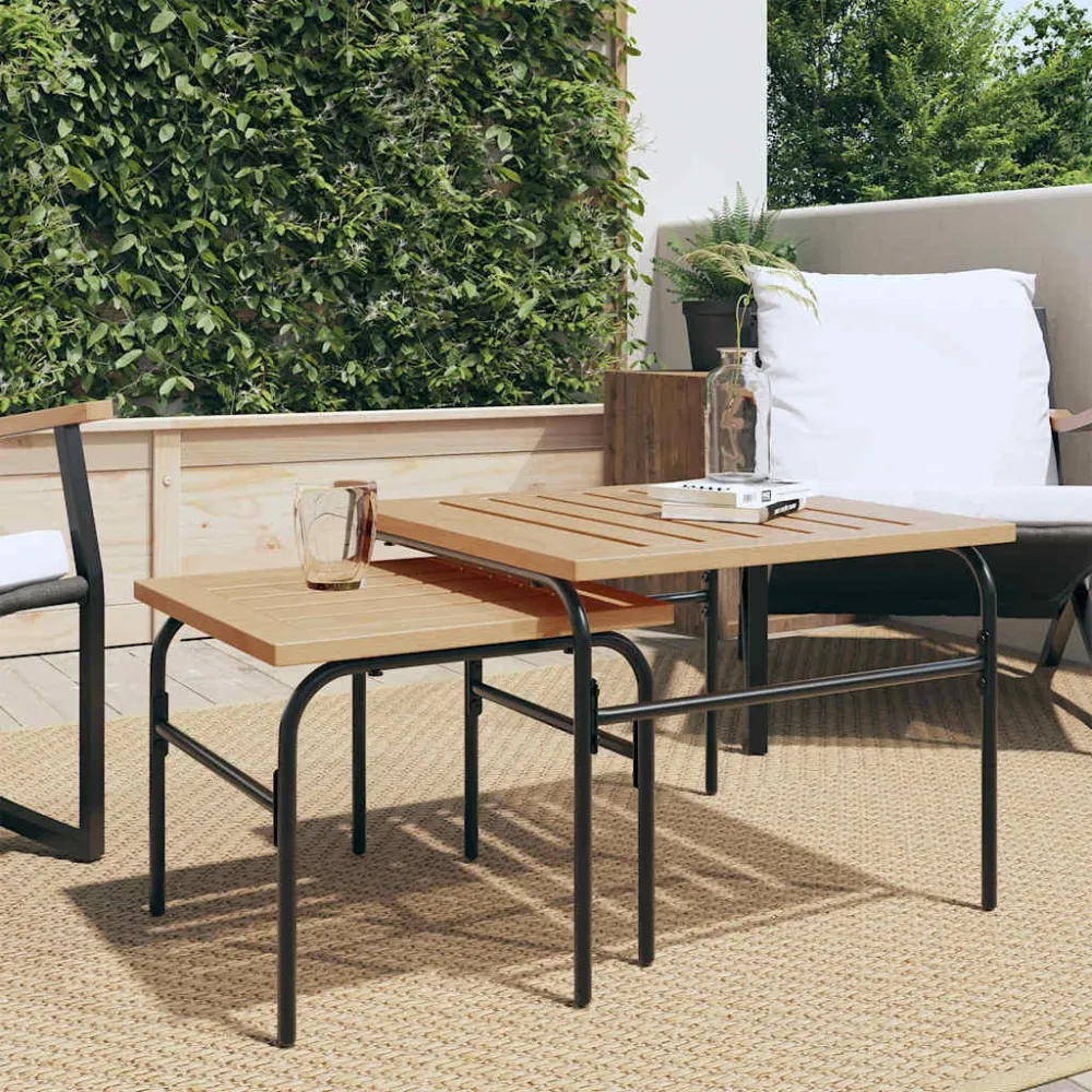 Mesa de Jardim Robusta Mesas de centro de encastrar para jardim 2 pcs ço preto/castanho