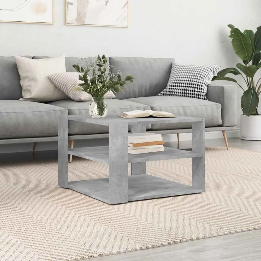 Mesa de Pátio Mesa de centro 59,5x59,5x40 cm derivados madeira cinza-cimento