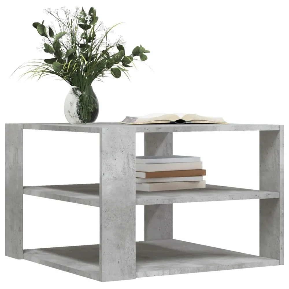 Mesa de Pátio Mesa de centro 59,5x59,5x40 cm derivados madeira cinza-cimento