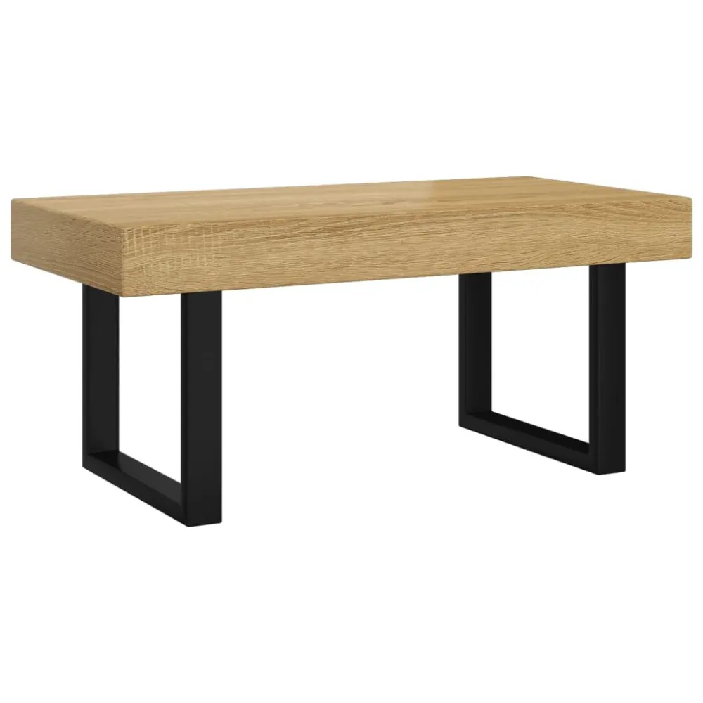 Mesa de Pátio Mesa de centro 90x45x40 cm MDF e ferro castanho-claro e preto