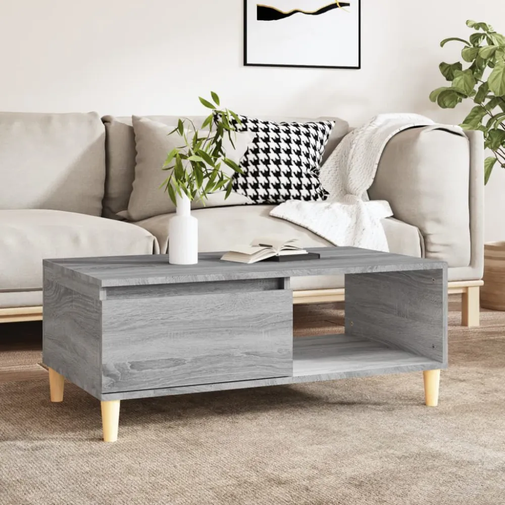 Mesa de Pátio Mesa de centro 90x50x36,5 cm derivados madeira cinzento sonoma