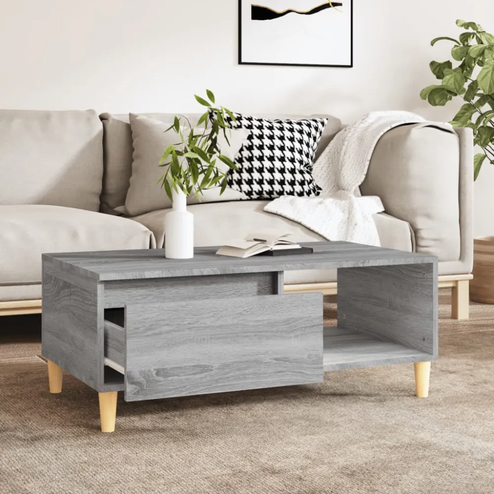 Mesa de Pátio Mesa de centro 90x50x36,5 cm derivados madeira cinzento sonoma