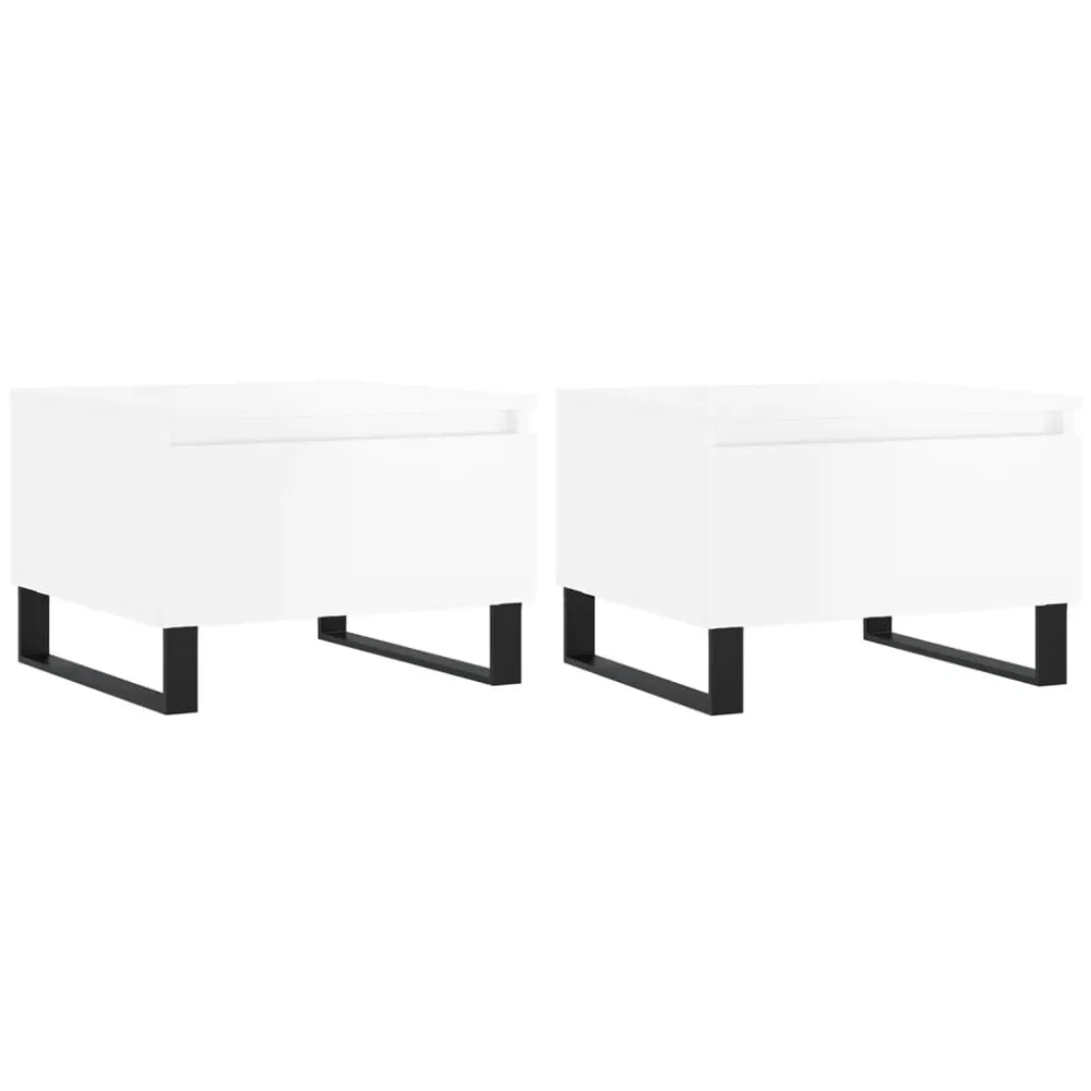 Mesas de centro 2pcs 50x46x35cm deriv. madeira branco resplandecente