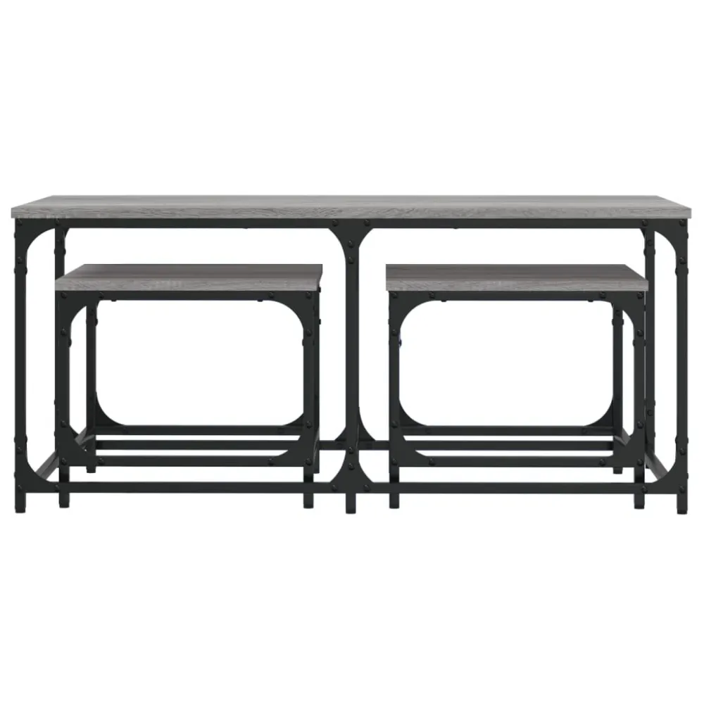 Mesas de centro de encastrar 3 pcs deriv. madeira cinza sonoma | Resistente às Intempéries