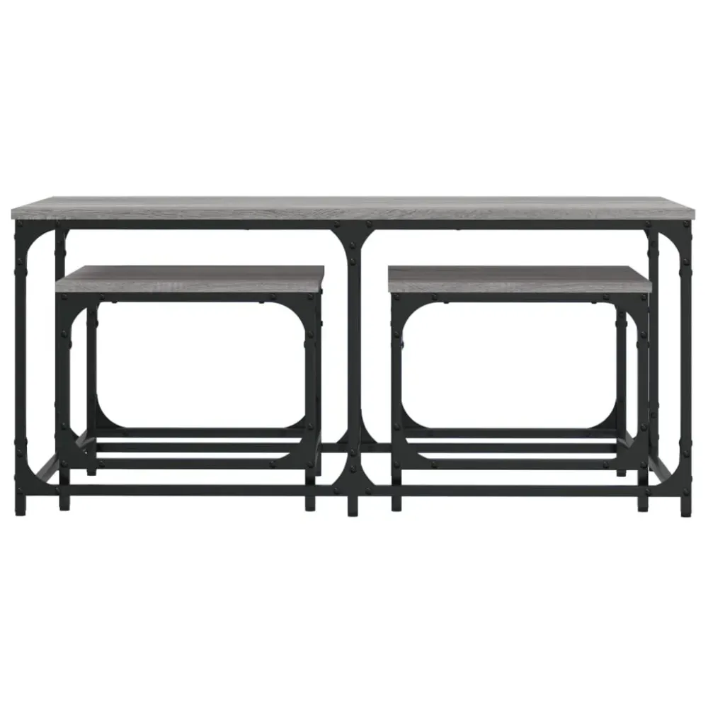 Mesas de centro de encastrar 3 pcs deriv. madeira cinza sonoma | Resistente às Intempéries