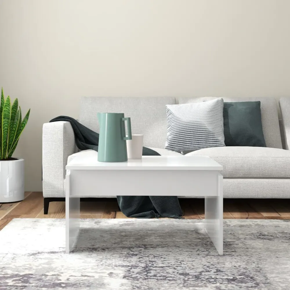 Premium para Exterior Mesa de centro 68x50x38 cm derivados de madeira branco
