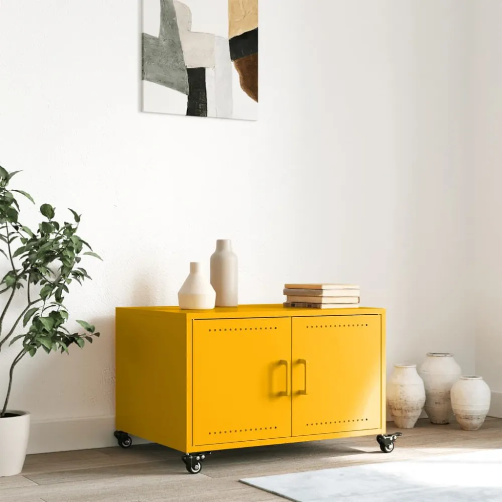 Premium para Exterior Mesa de centro 68x50x43,5 cm ço amarelo mostarda