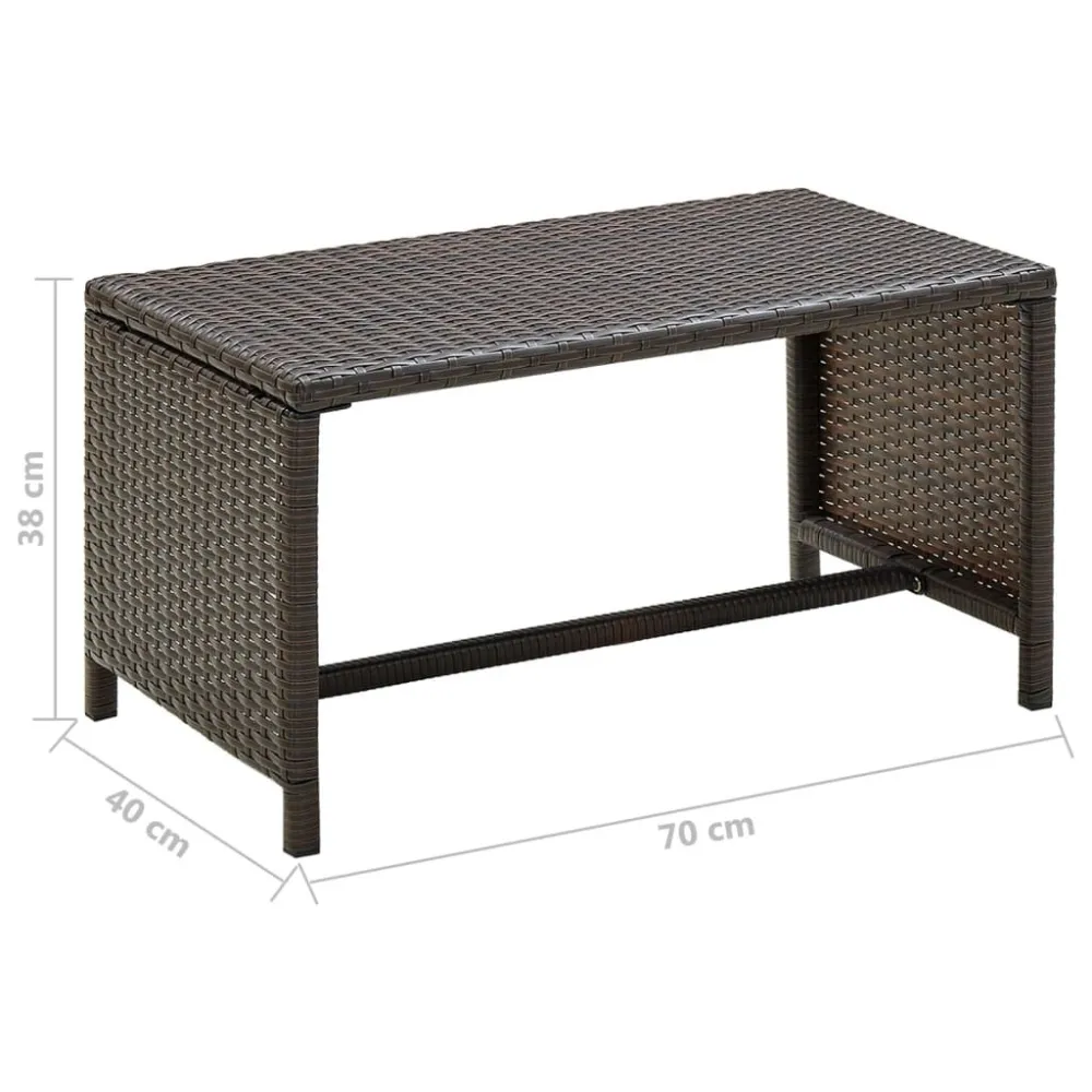 Premium para Exterior Mesa de centro 70x40x38 cm vime PE castanho