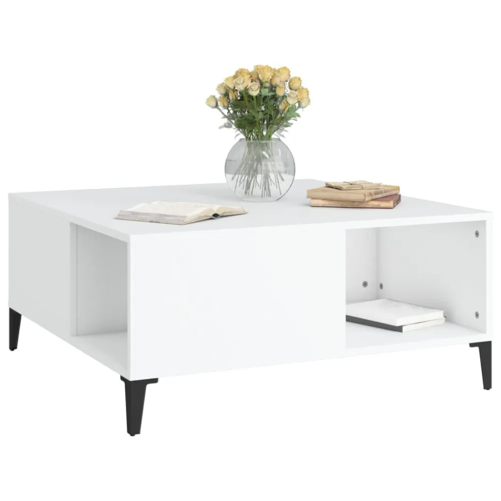 Premium para Exterior Mesa de centro 80x80x36,5 cm derivados de madeira branco