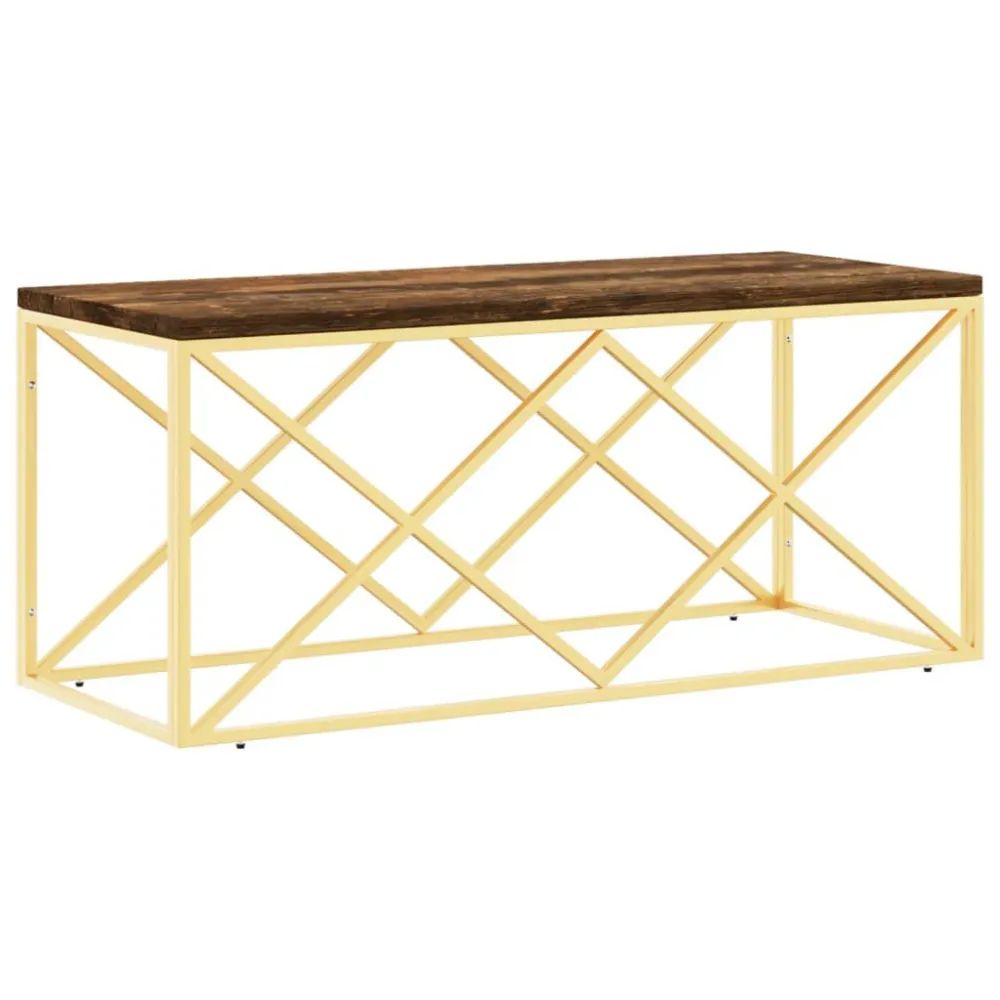 Premium para Exterior Mesa de centro ço inoxidável e madeira recuperada maciç