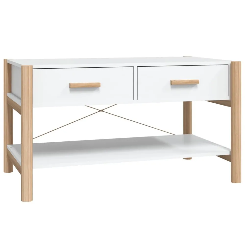 Resistente às Intempéries Mesa de centro 82x48x45 cm derivados de madeira branco