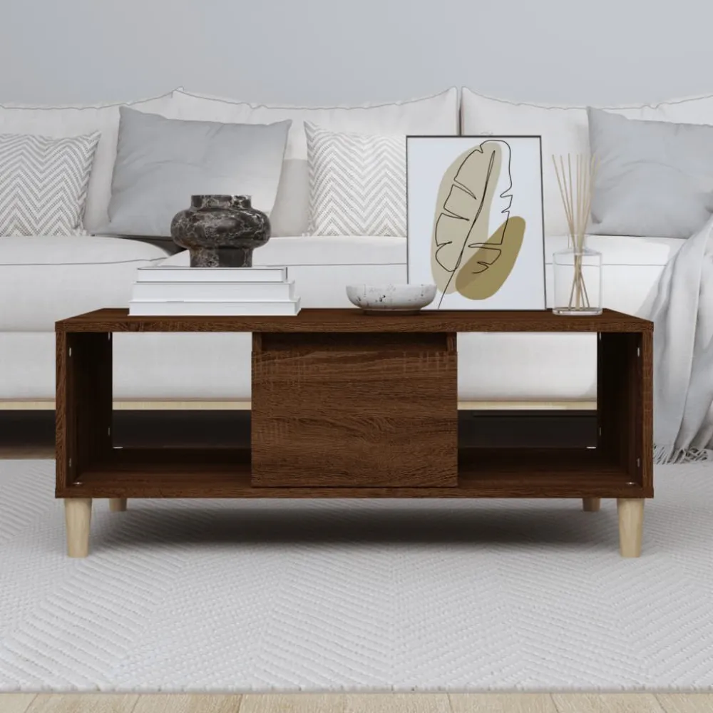 Resistente às Intempéries Mesa de centro 90x50x36,5cm derivados madeira carvalho castanho