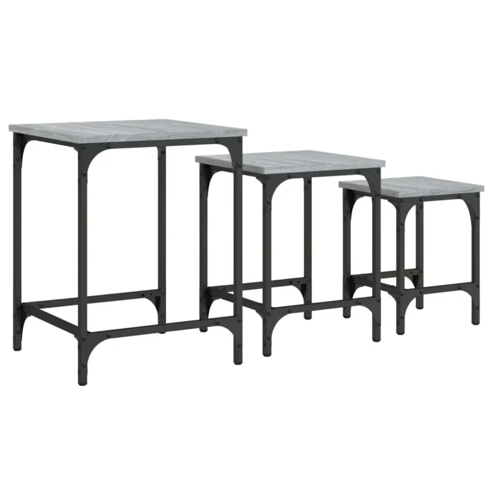 Resistente às Intempéries Mesas de centro de encastrar 3 pcs deriv. madeira cinza sonoma