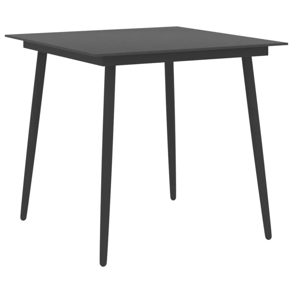 Mesa de Canto para Mesa de jantar para jardim 80x80x74 cm ço e vidro preto