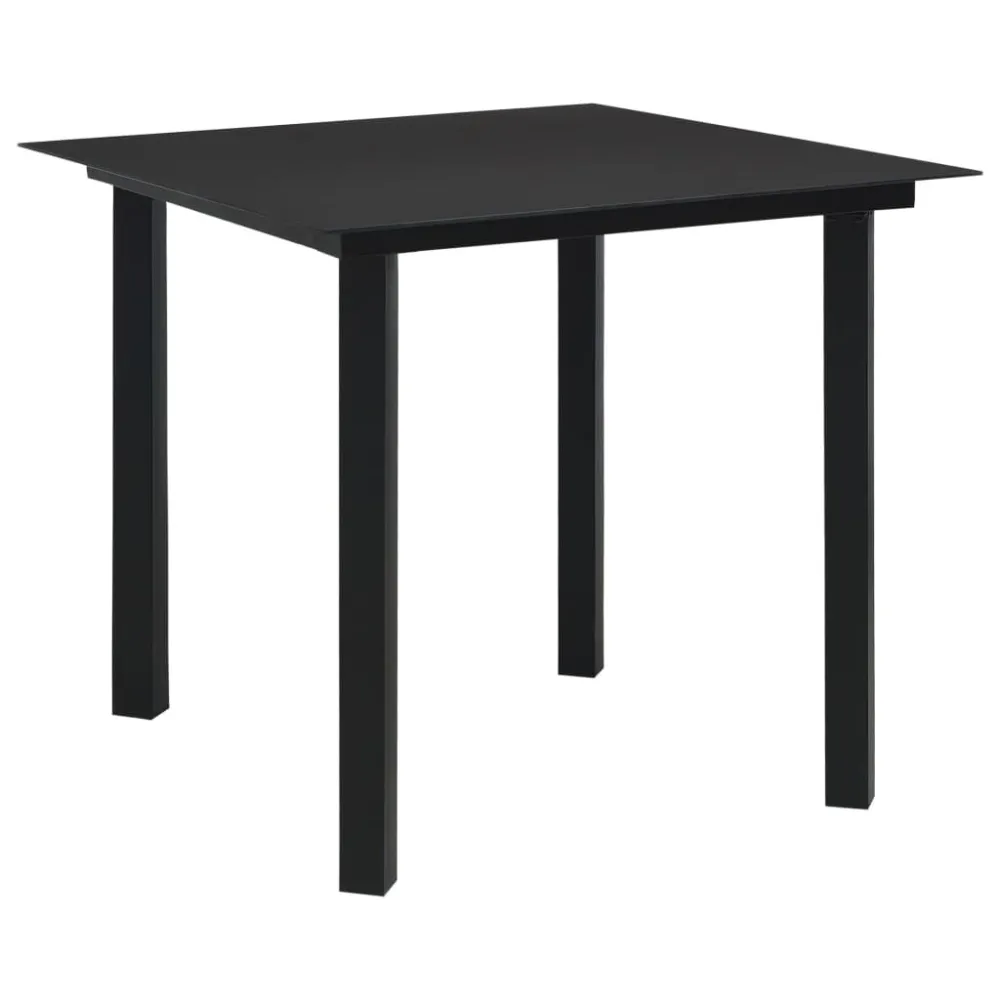 Mesa de Centro para Mesa de jantar para jardim 80x80x74 cm ço e vidro preto