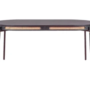 Mesa de jantar antigo com detalhes em rattan natural (180x90) - North - Preto
