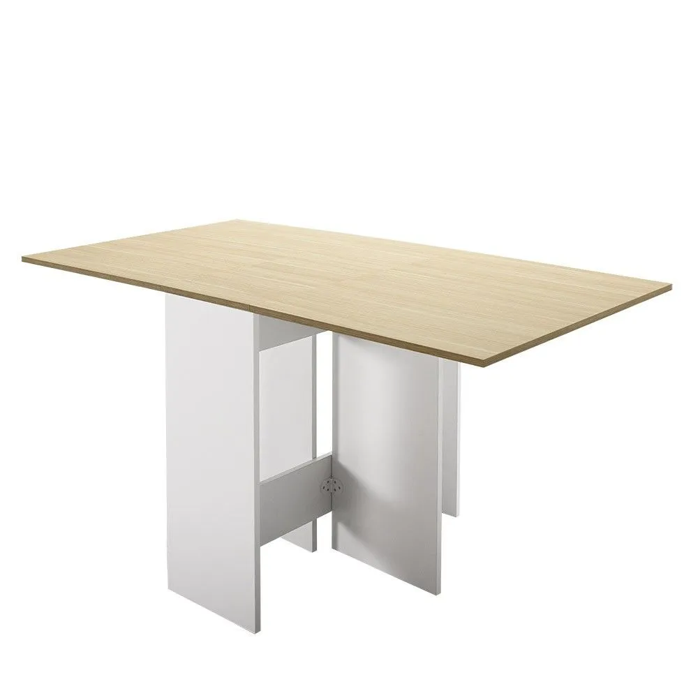 Mesa de jantar extensível Meyas Madeira Carvalho visível e Branco Dimensões 120x80cm