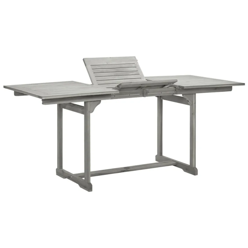 Mesa de jantar para jardim (120-170)x80x75 cm acácia maciç com Base em Pedra Artificial