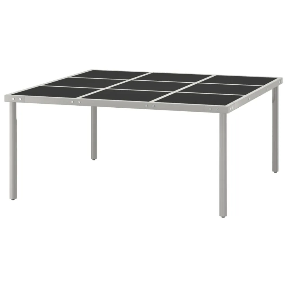 Mesa de jantar para jardim 170x170x74,5 cm vidro e ço em Madeira de Eucalipto