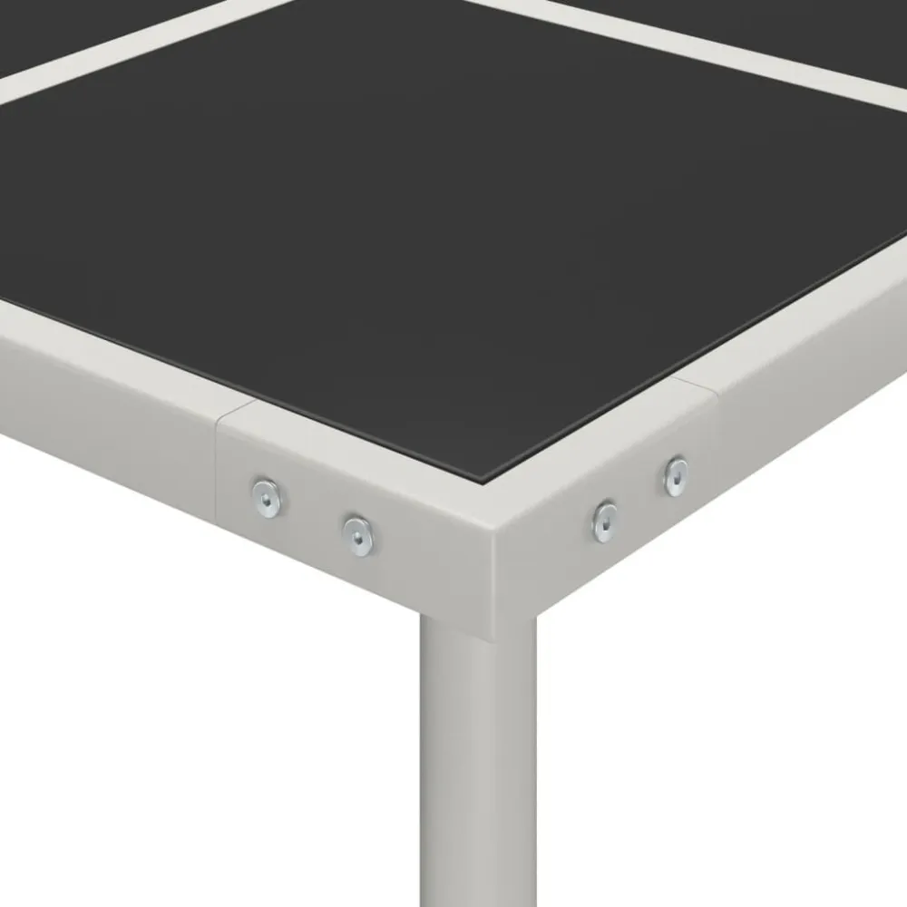 Mesa de jantar para jardim 170x170x74,5 cm vidro e ço em Madeira de Eucalipto