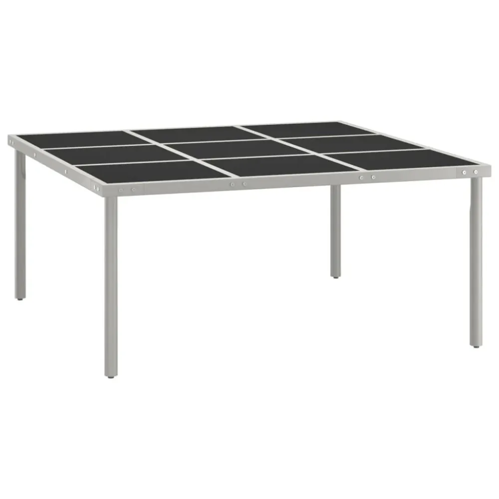 Mesa de jantar para jardim 170x170x74,5 cm vidro e ço em Madeira de Eucalipto