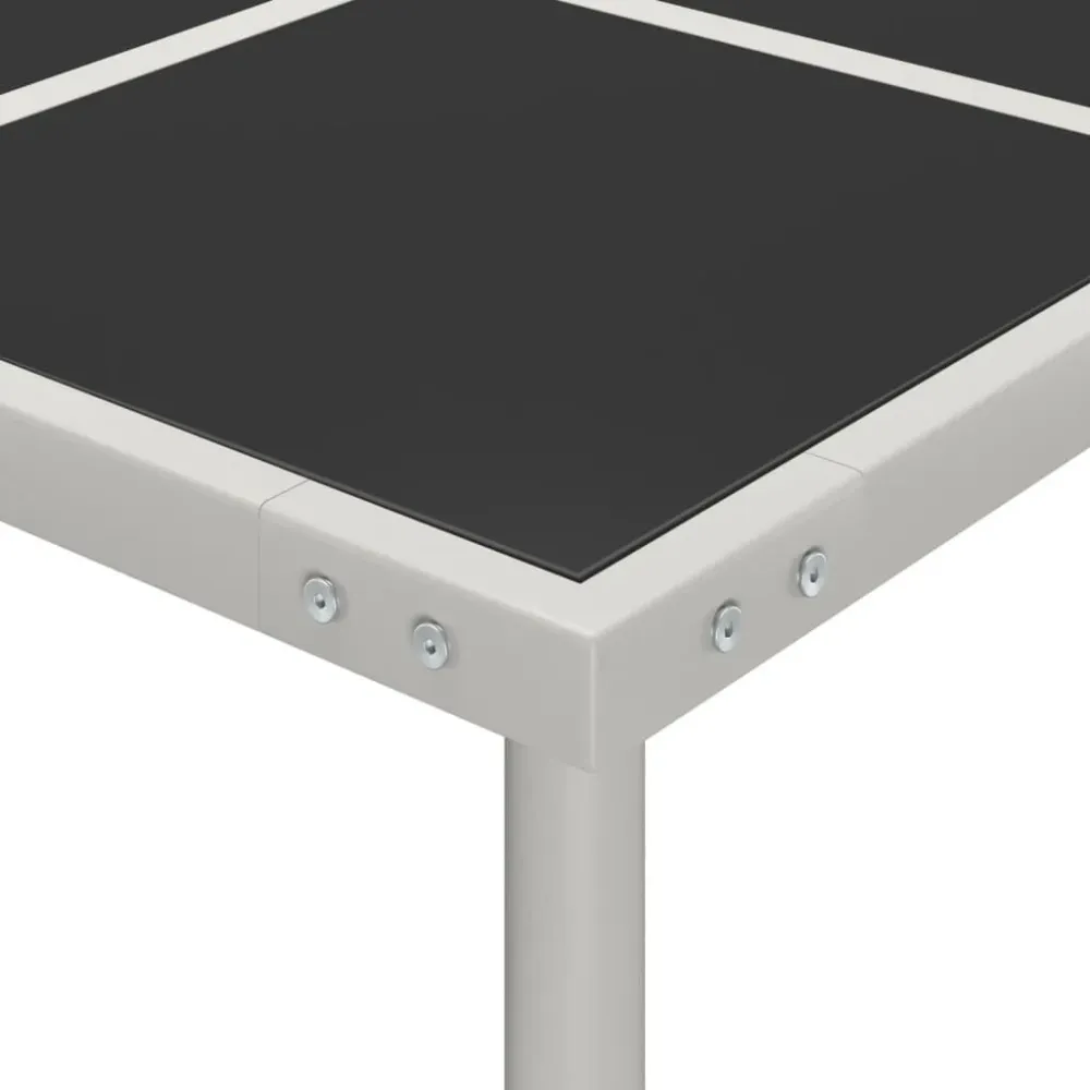 Mesa de jantar para jardim 170x170x74,5 cm vidro e ço em Madeira de Eucalipto