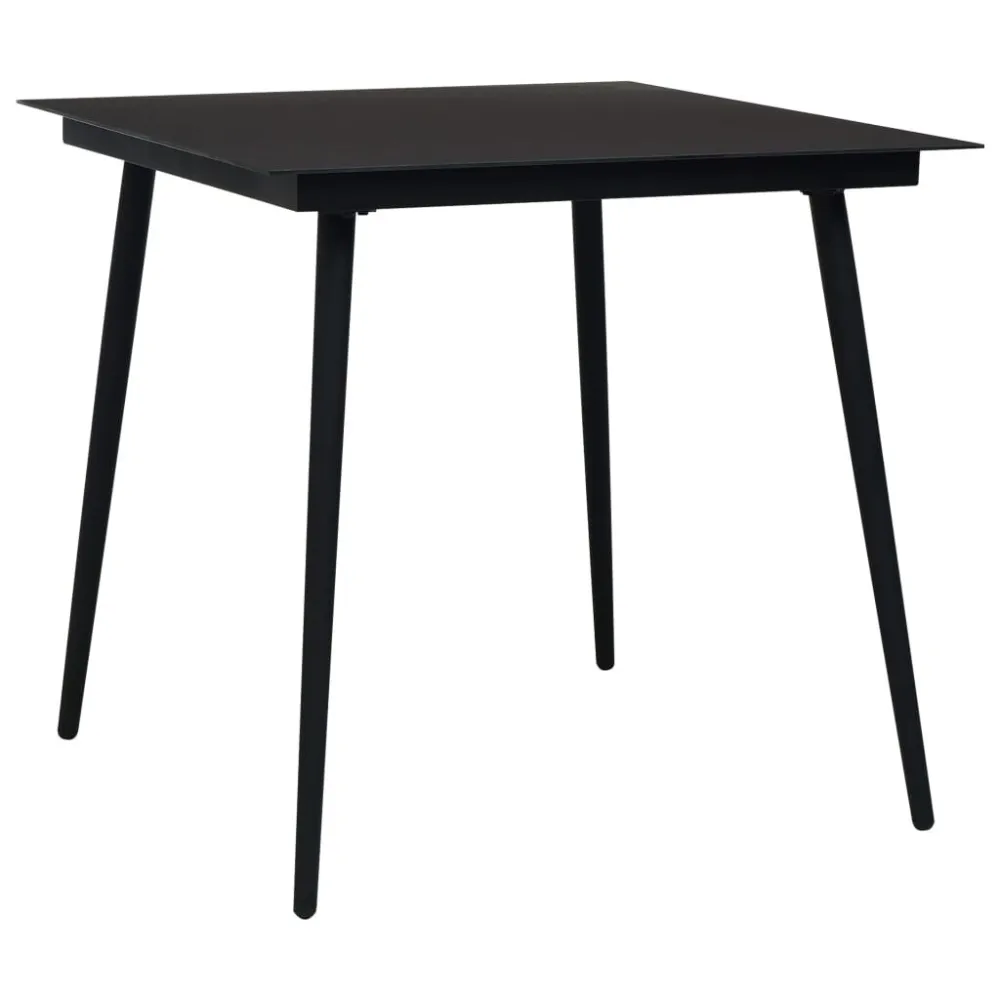 Mesa de Jardim Robusta Mesa de jantar para jardim 80x80x74 cm ço e vidro preto