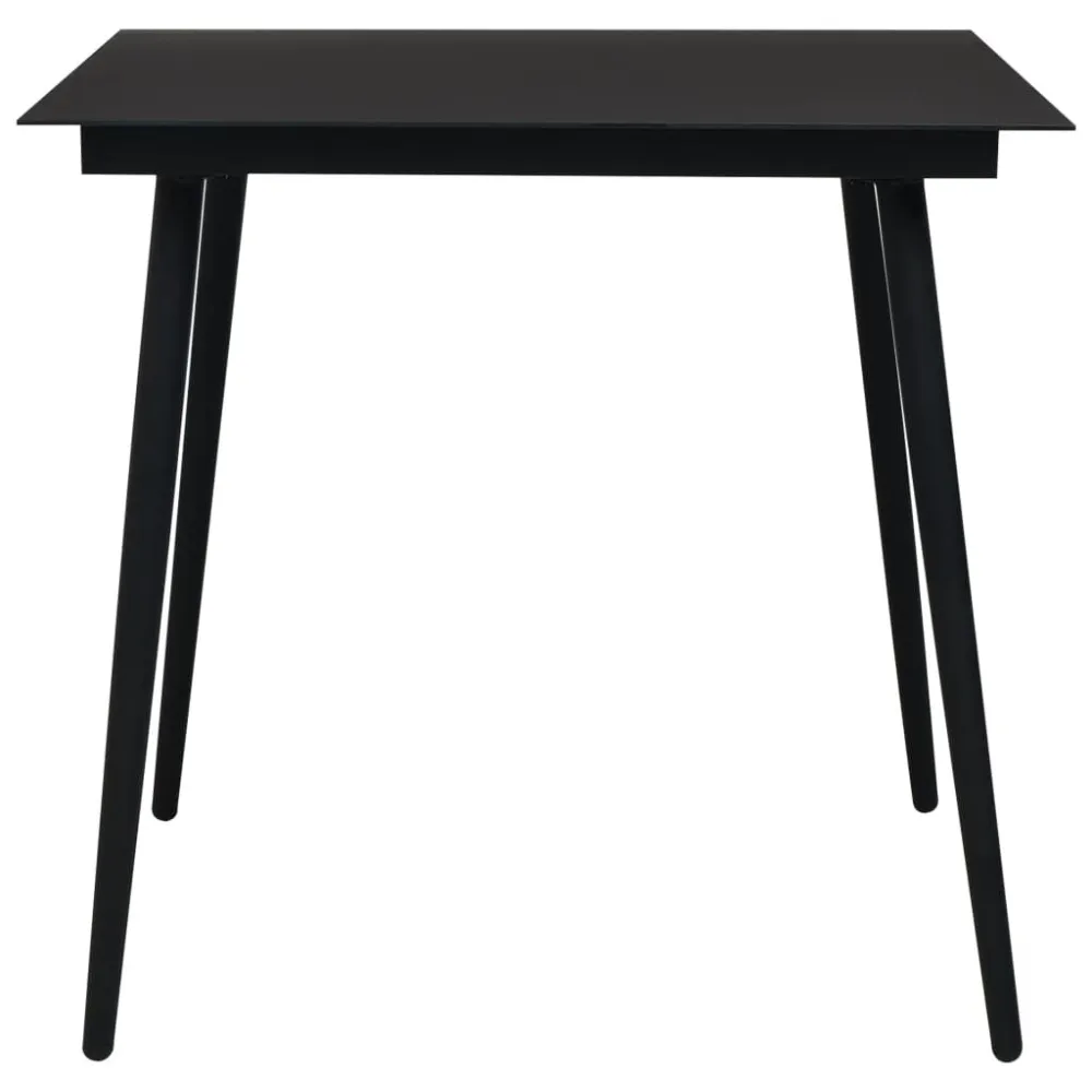 Mesa de Jardim Robusta Mesa de jantar para jardim 80x80x74 cm ço e vidro preto
