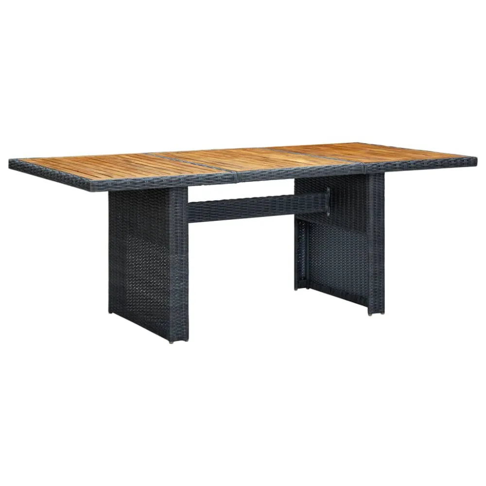 Mesa de Centro para Mesa de jardim vime PE/madeira acácia maciç cinzento-escuro