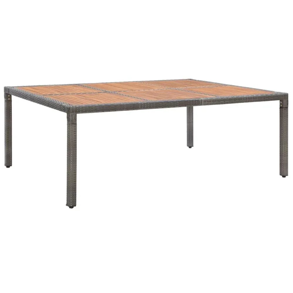 Mesa de Ferro Fundido Mesa de jardim 200x150x74 cm vime PE e madeira acácia cinzento