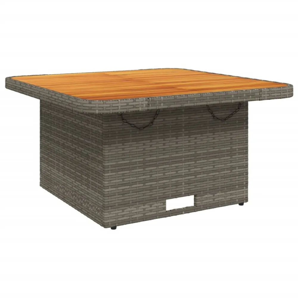 Mesa de Ferro Fundido Mesa de jardim 80x80x71 cm vime PE e madeira de acácia cinzento