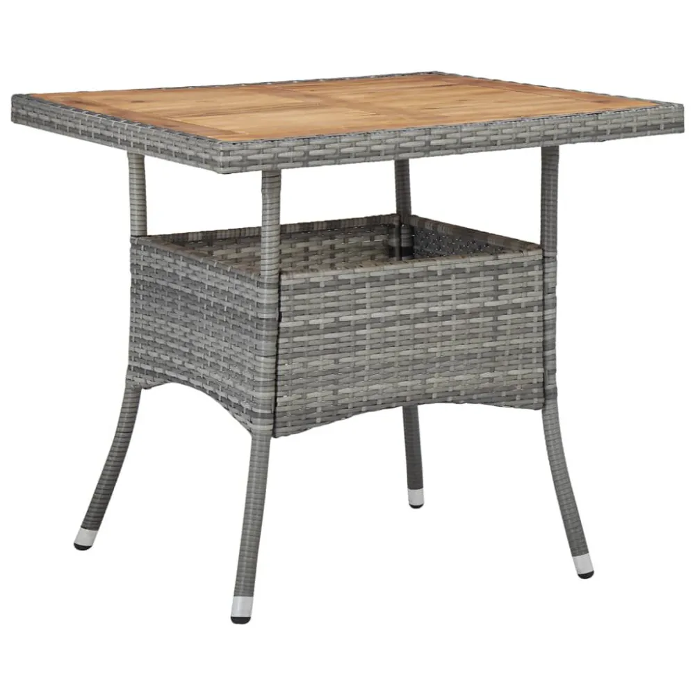 Mesa de jantar para exterior vime PE e acácia maciç cinzento | Montagem Rápida