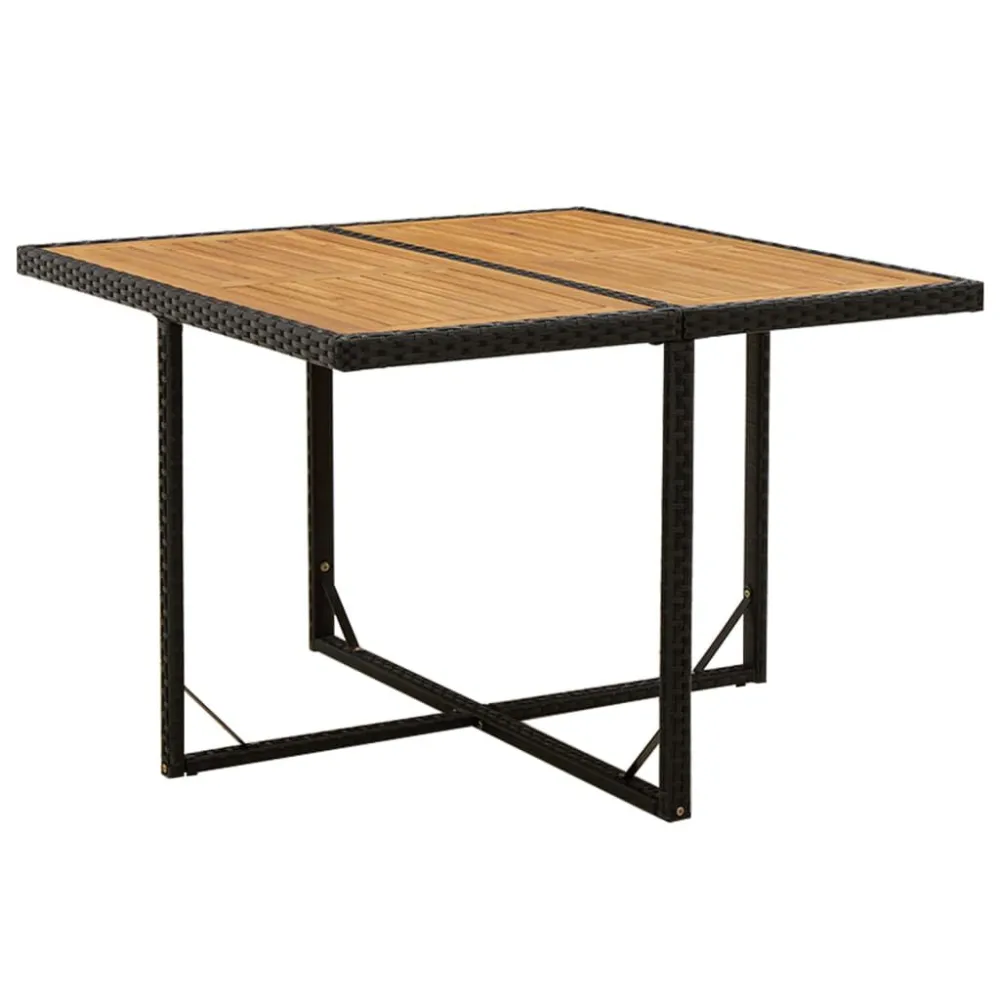 Mesa de jardim 109x107x74 cm vime PE e acácia maciç preto Fácil de Limpar