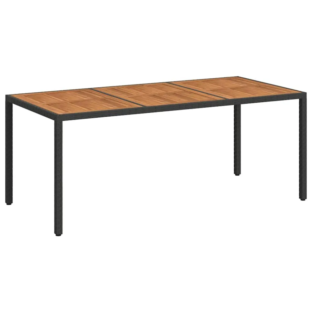 Mesa de jardim 190x90x75 cm vime PE e acácia maciç preto Dimensões 120x80cm