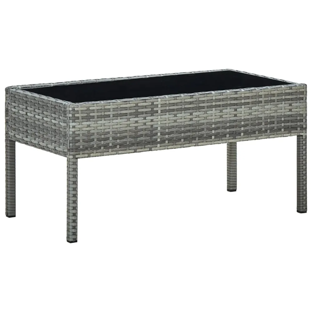 Mesa de jardim 75x40x37 vime PE cinzento em Alumínio e Vidro