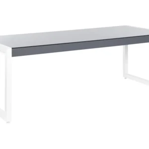 Mesa de jardim em alumínio em cinzento e branco 210 x 90 cm BACOLI com Base em Pedra Artificial