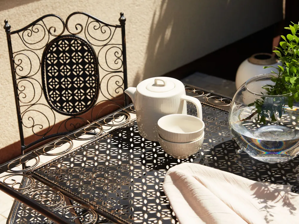 Mesa de jardim em metálico preto BORMIO