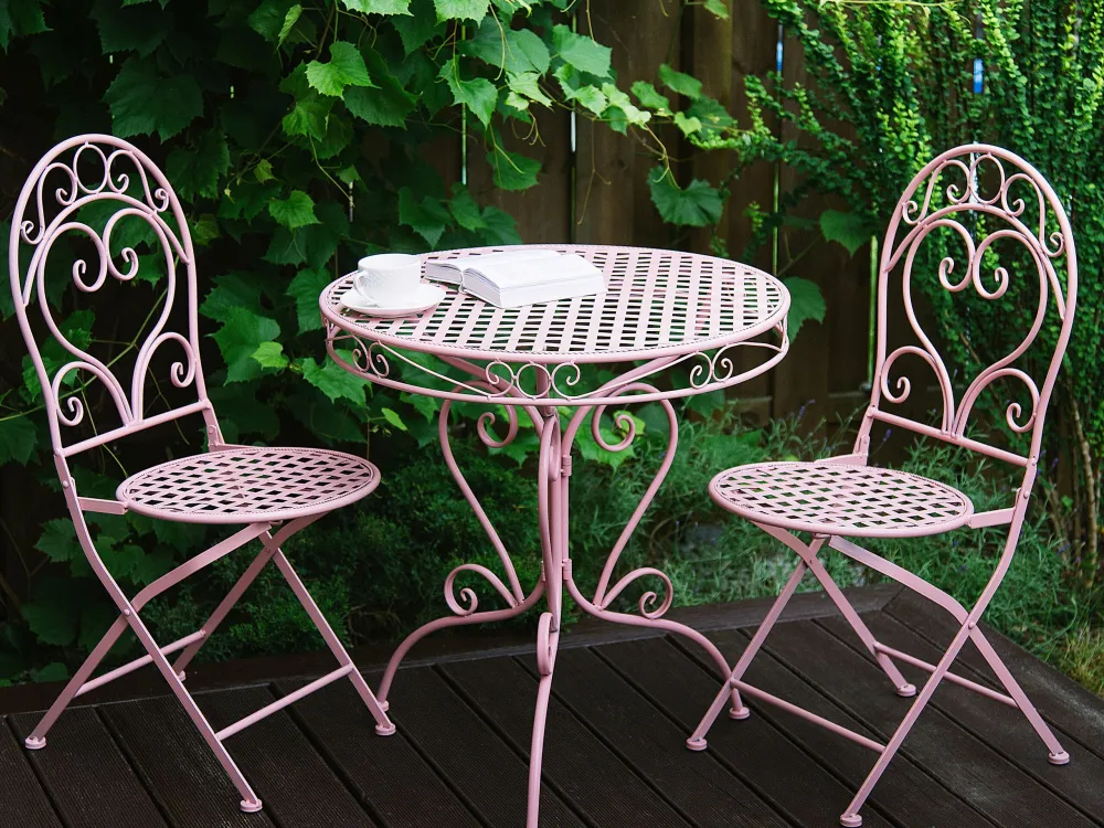 Mesa de jardim em metálico rosa 70 cm ALBINIA