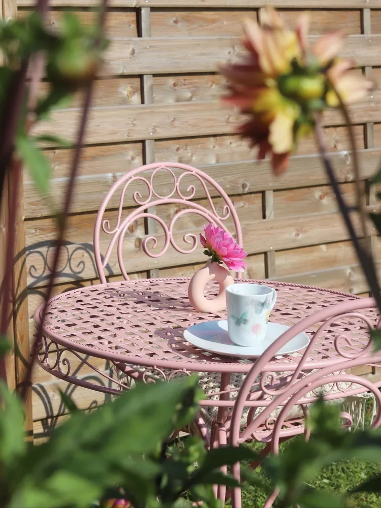 Mesa de jardim em metálico rosa 70 cm ALBINIA