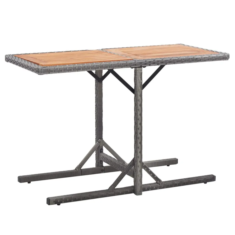 Mesa de jardim vime PE e madeira acácia maciç antracite | Resistente às Intempéries