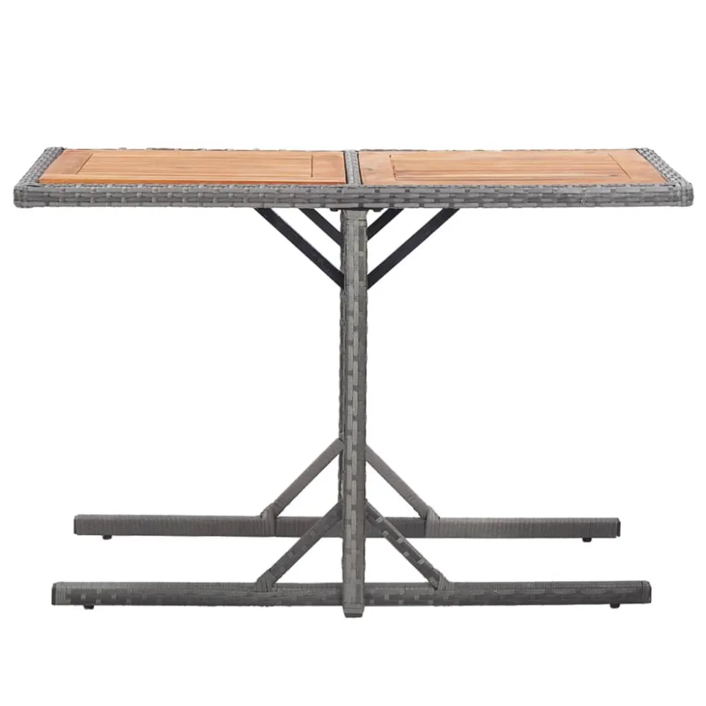 Mesa de jardim vime PE e madeira acácia maciç antracite | Resistente às Intempéries