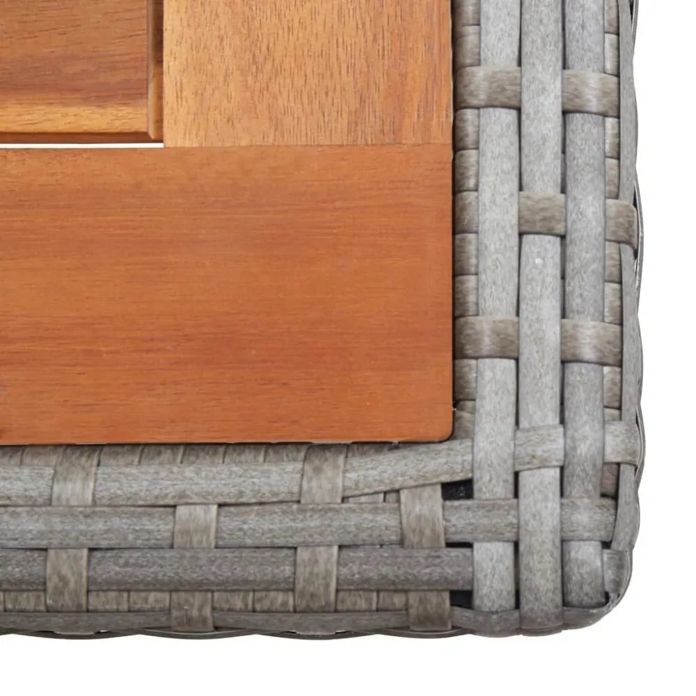 Mesa de jardim vime PE e madeira acácia maciç antracite | Resistente às Intempéries