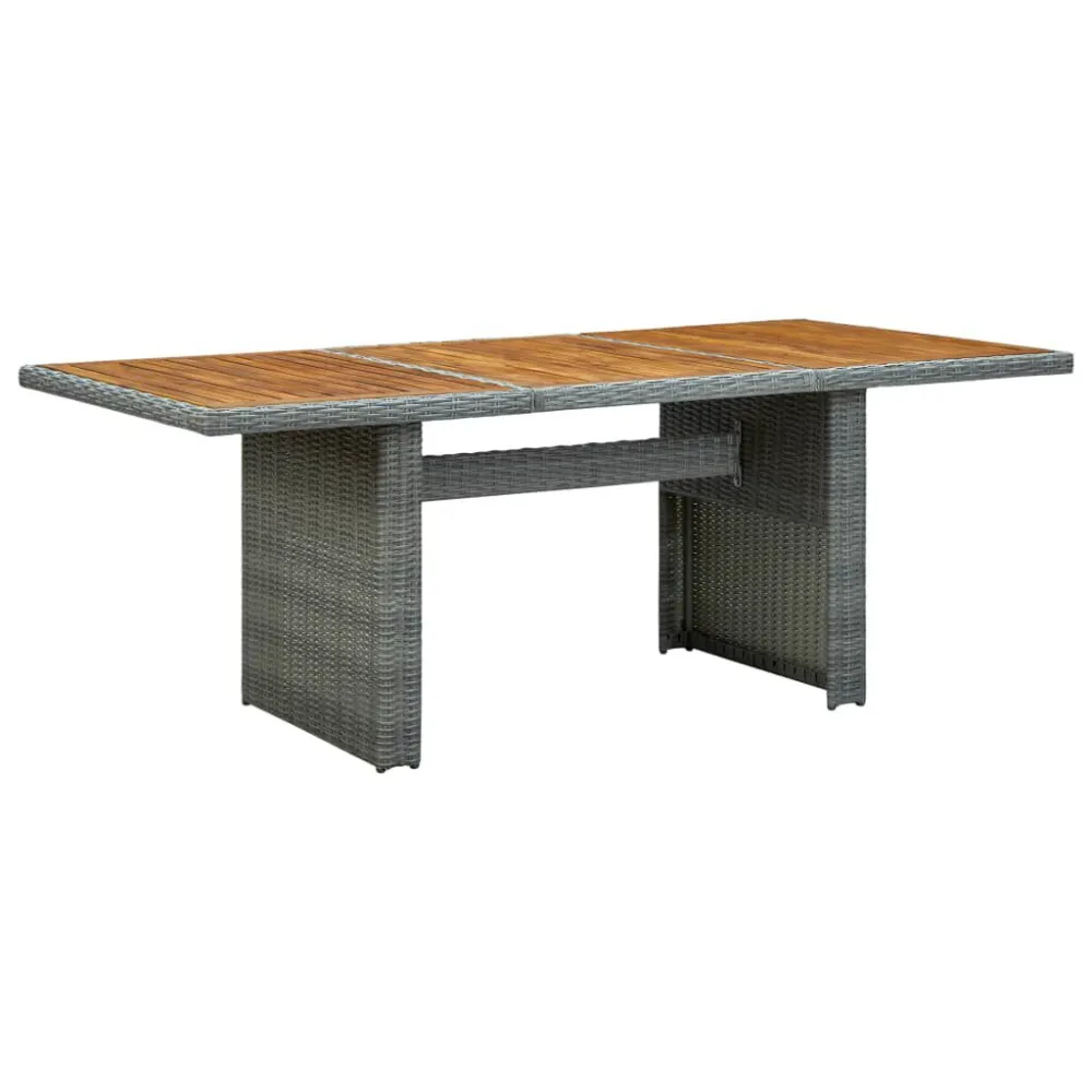 Mesa de jardim vime PE/madeira acácia maciç cinzento-claro | Resistente às Intempéries