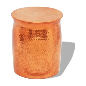 Banco/mesa de apoio em alumínio martelado, cor de latão/cobre
