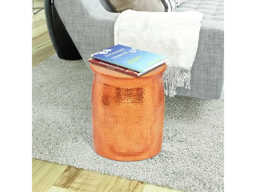 Banco/mesa de apoio em alumínio martelado, cor de latão/cobre