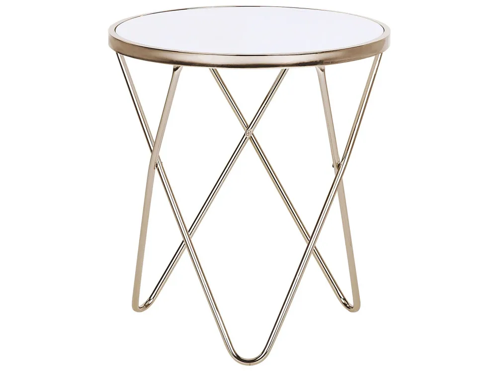 Mesa de apoio branca com dourado MERIDIAN II